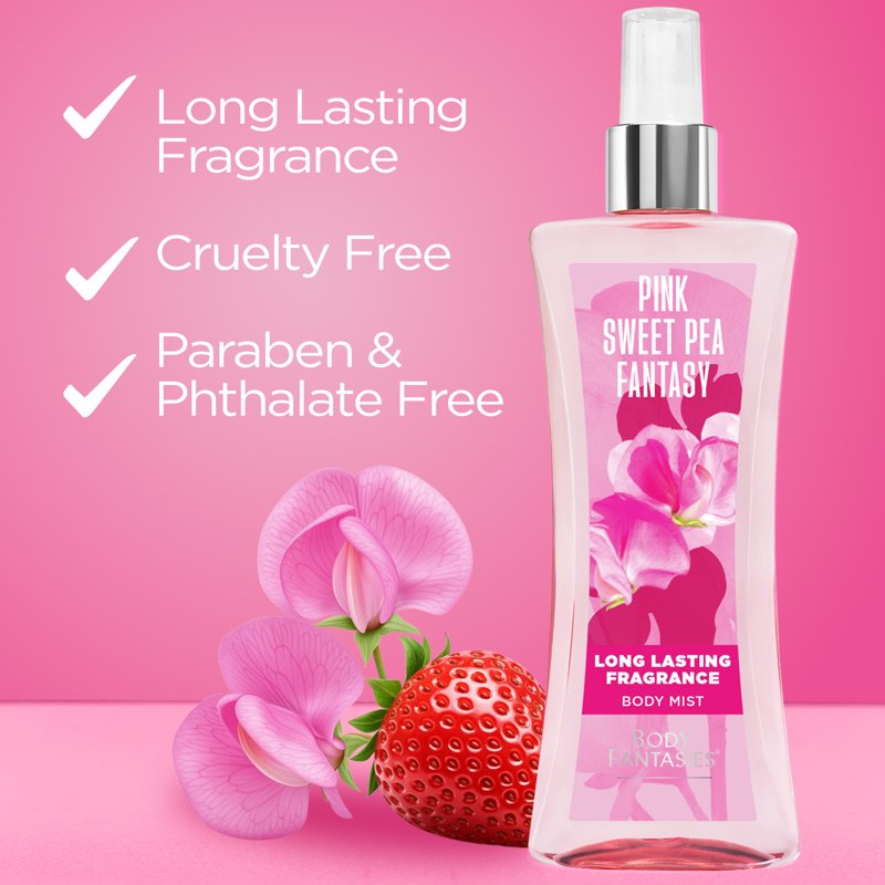 Pink Sweet Pea Fantasy Fragrance Body Spray - Long Lasting Feminine Scent