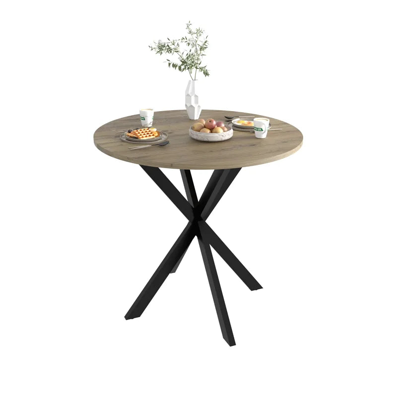 Round Dining Table for 4 - 31.5" Small Kitchen Table with MDF Top & Metal Legs