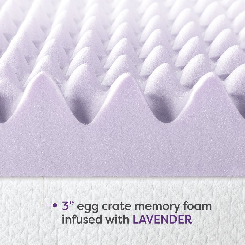 3-Inch Lavender Memory Foam Egg Crate Mattress Topper Queen - Support & Relaxation