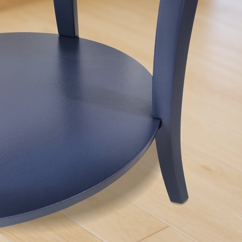 Contemporary Wood End Table with Oval Shelf - Multiple Colors