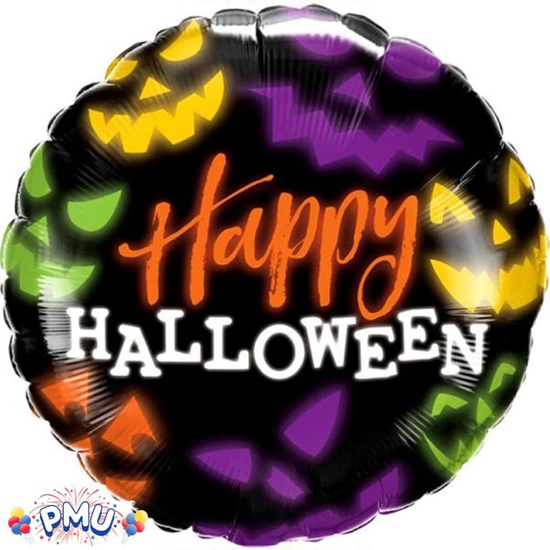 Halloween Balloon Bouquet Jack Faces - 10 Assorted 18in Mylar Balloons, Party Decoration