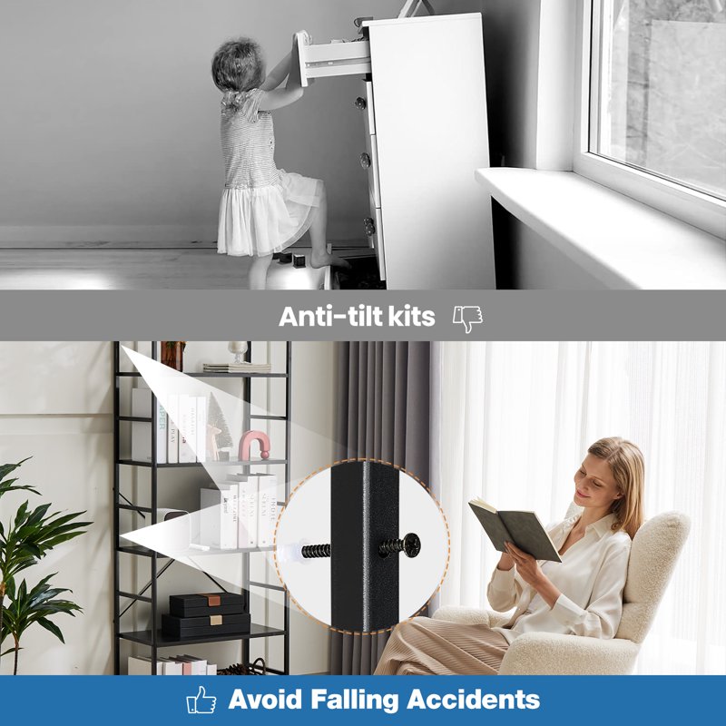 5-Tier Vertical Bookshelf - Modern Bookcase for Home & Office