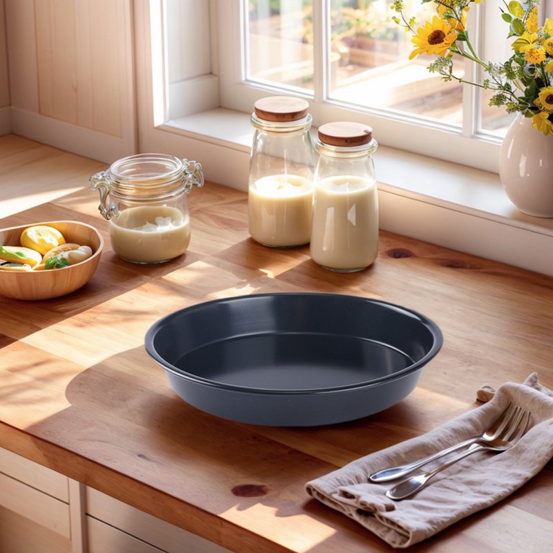 3-Piece Nonstick Round Cake Pan Set - 9.1" x 9.1" x 1.2", Black