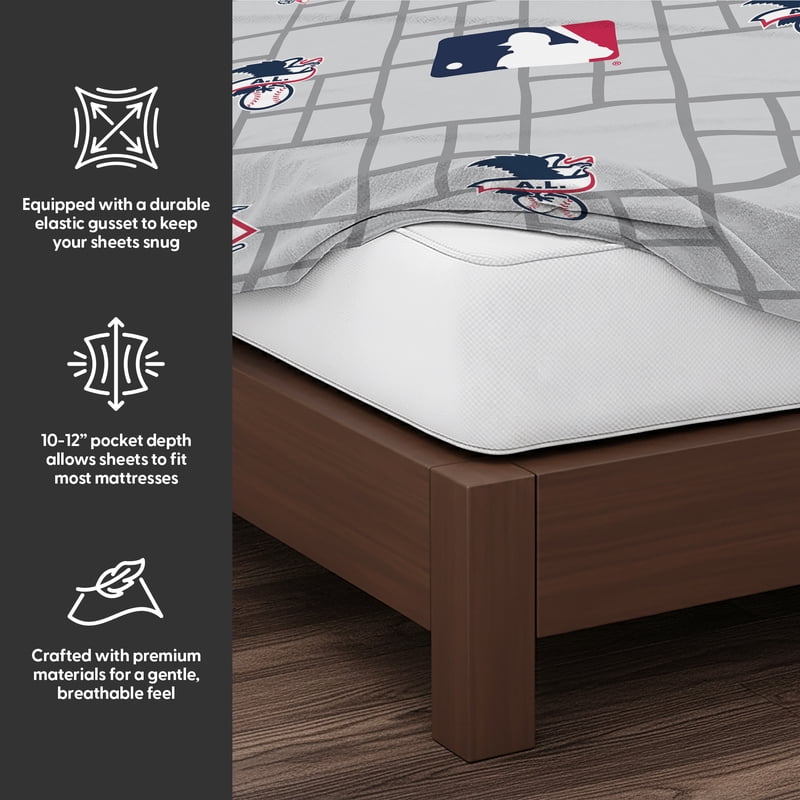 MLB Multi Team Strikeout Twin Sheet Set with Logo Print - Full Variation
