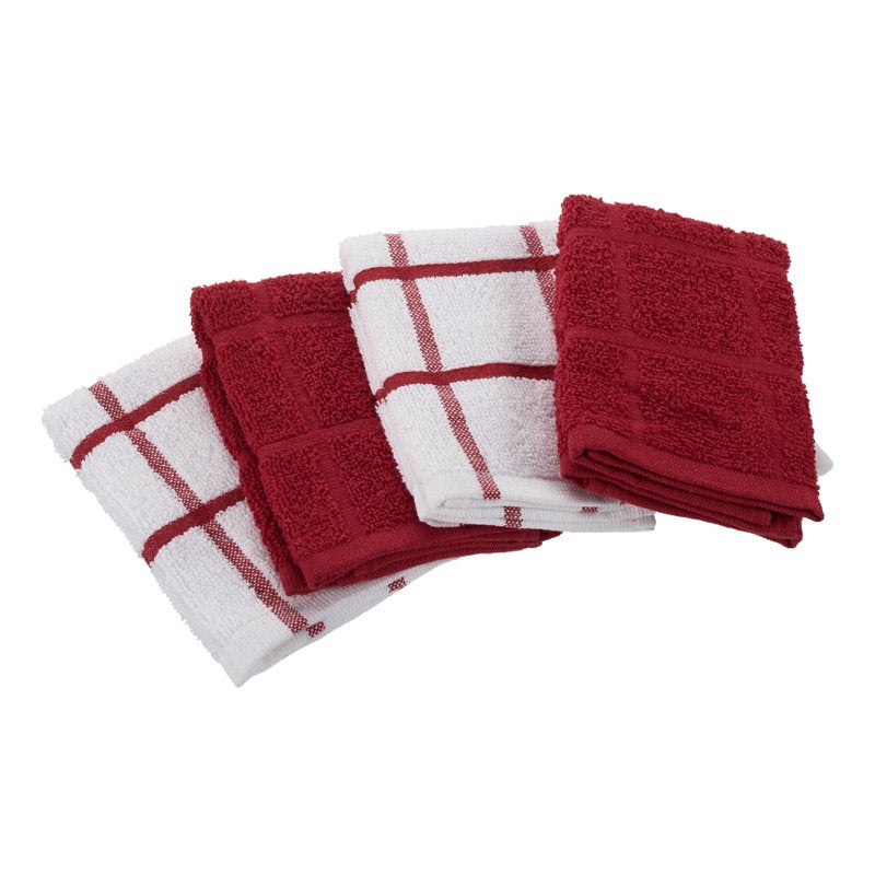4-Pack Woven Kitchen Dish Cloth Set - 12x12 in, Red Sedona, 5 Pack