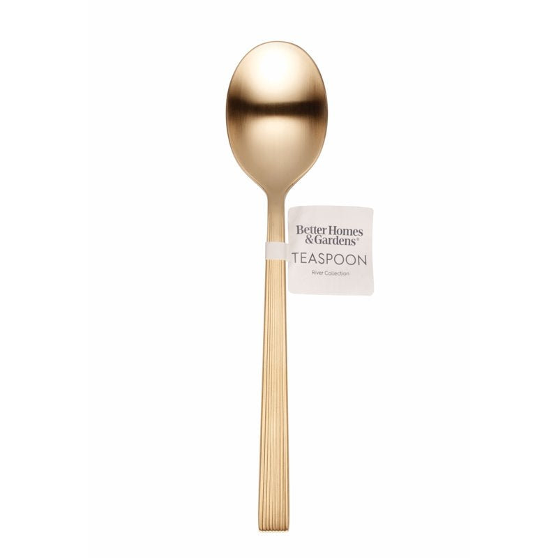 Stainless Steel Teaspoon with Ergonomic Handle - River Gold