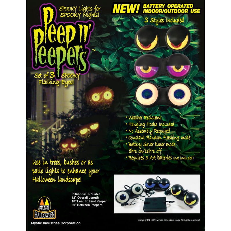 Flashing Eyes Halloween Lights with Automatic Timer - Battery Operated Peep N' Peepers Set