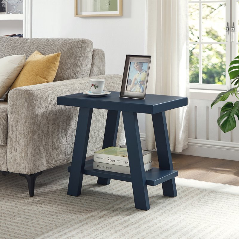 Contemporary Wood Shelf Side Table - Multiple Colors