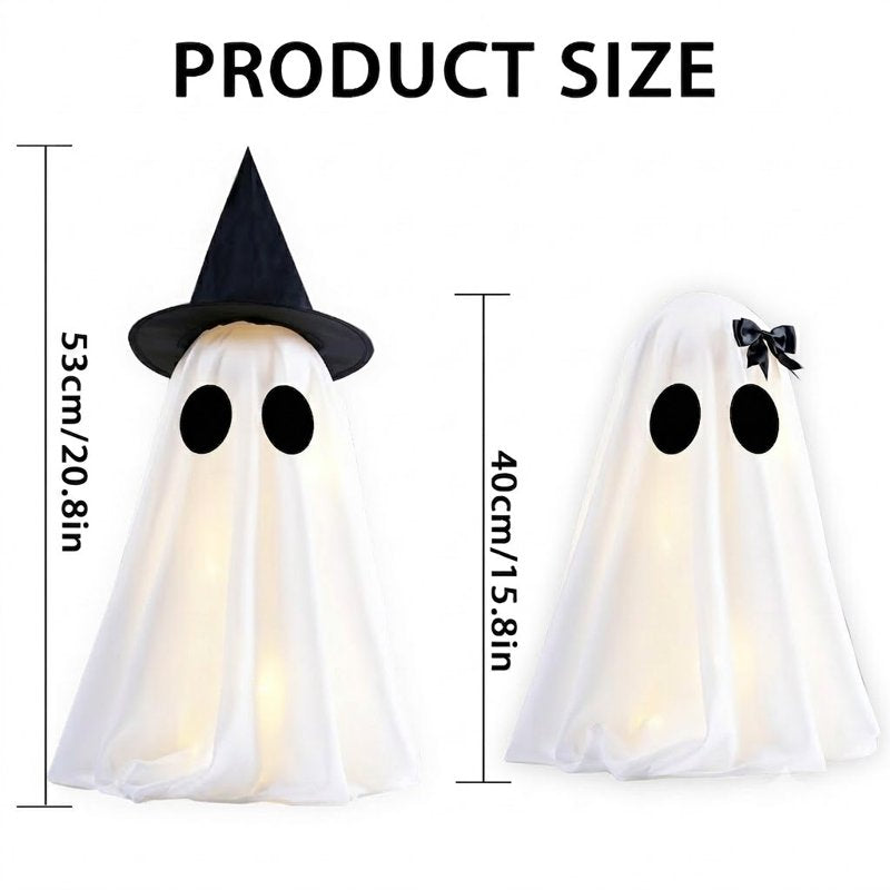 Halloween Ghost Decorations Set with Lights & Timer - Indoor Tabletop Decor