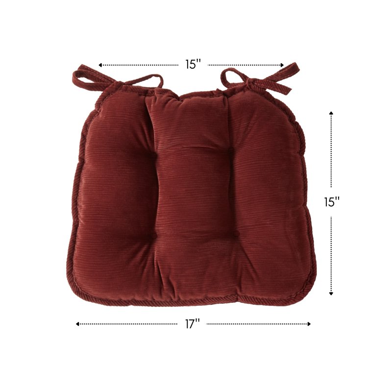 Reversible Corduroy Chair Pad Set - Wine (2-Pack)