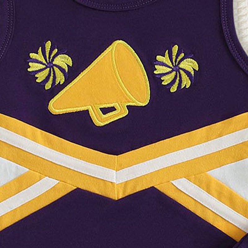 Toddler Girl Cheerleader Outfit Set - Shirt and Skirt for 12-18 Months - Purple