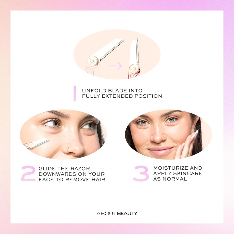 Fuzz-Free Folding Facial Razors - 3 Pack for Smooth Skin