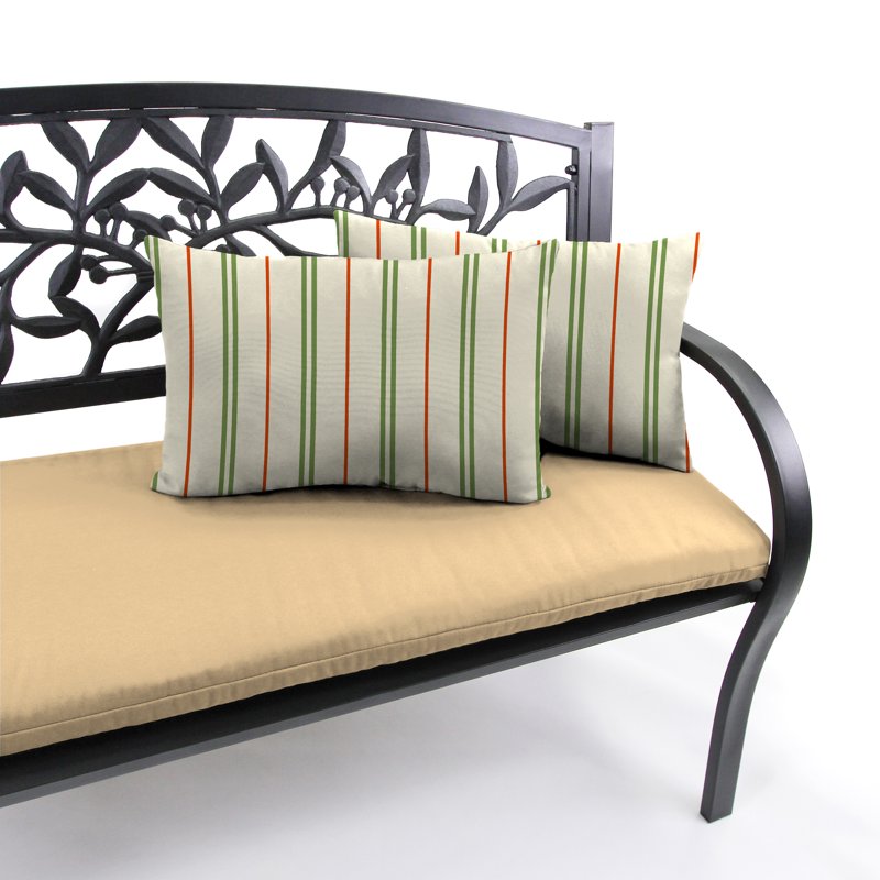 Outdoor Lumbar Throw Pillow Set - Gallan Cedar Grey Stripe, 12x18 Inches, 2 Pack