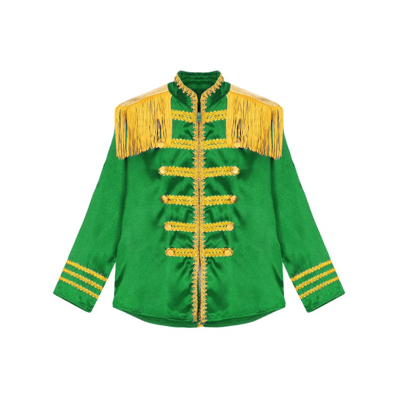 Kids Boys 1960s British Rock Band Zipper Jacket - Green, Size 14