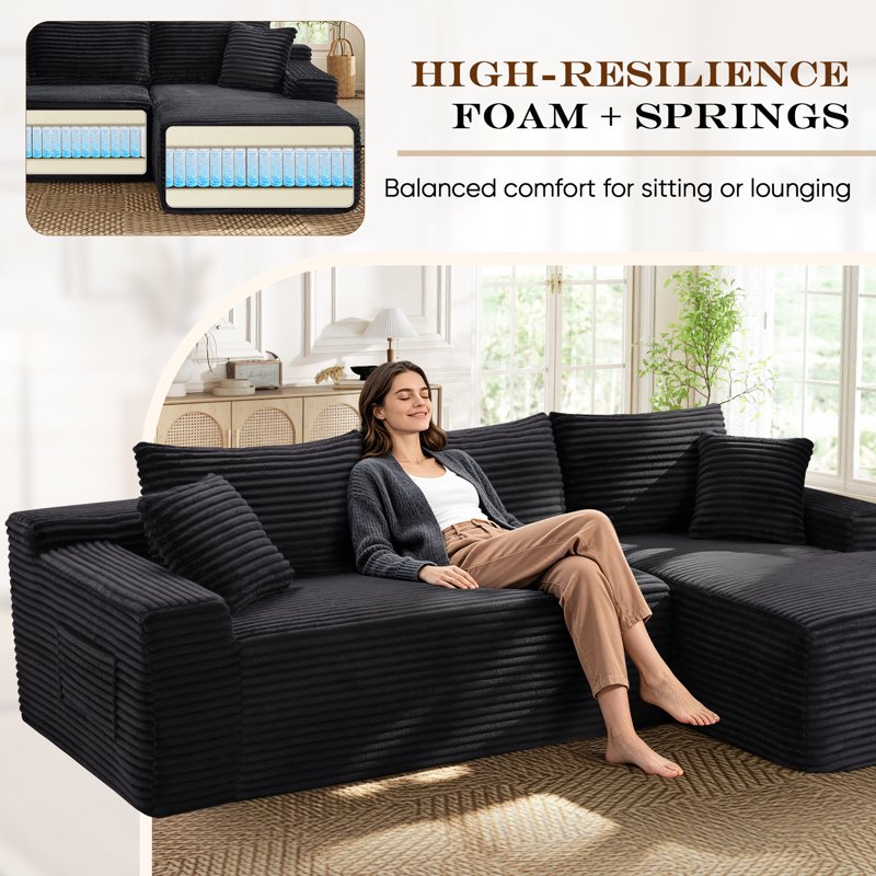 Small Modular Sectional Sofa with Movable Chaise - L-Shaped