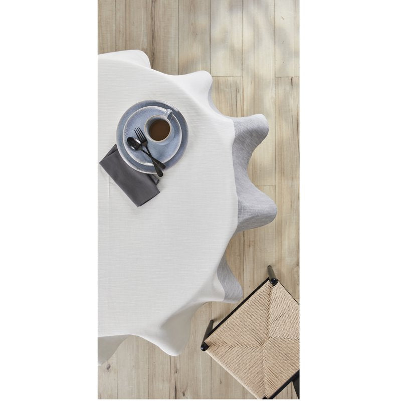 Cotton Tablecloth 70" Round - Vanilla Dream & Grey Stone