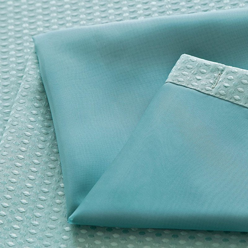 Dainty Home Complete 2-in-1 Aqua Waffle Weave Shower Curtain with Detachable Liner, 72x72 Inches