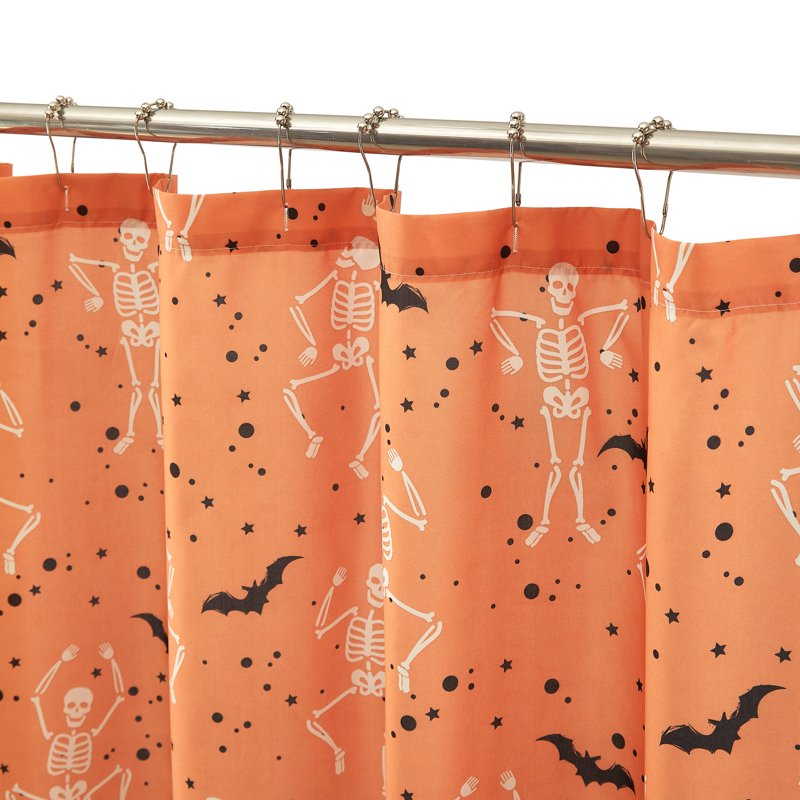Halloween Shake Your Bones Shower Curtain Set with Hooks - Orange, 13 Pieces