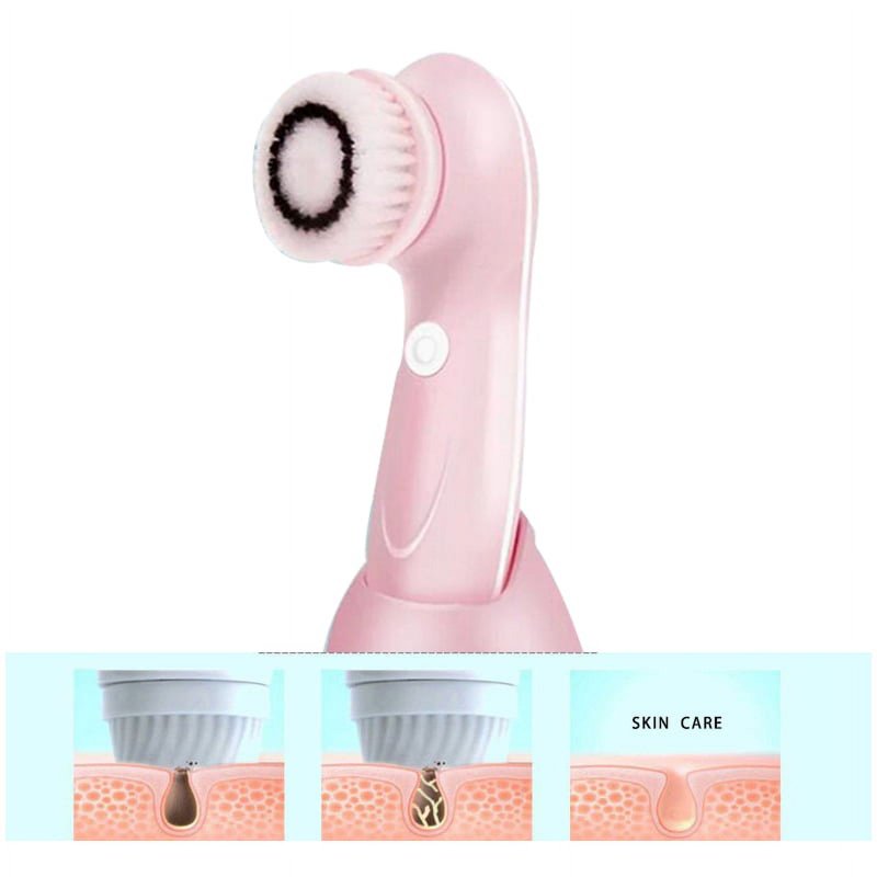 Electric Facial Cleansing Brush with 3 Heads, IPX6 Waterproof & USB Rechargeable