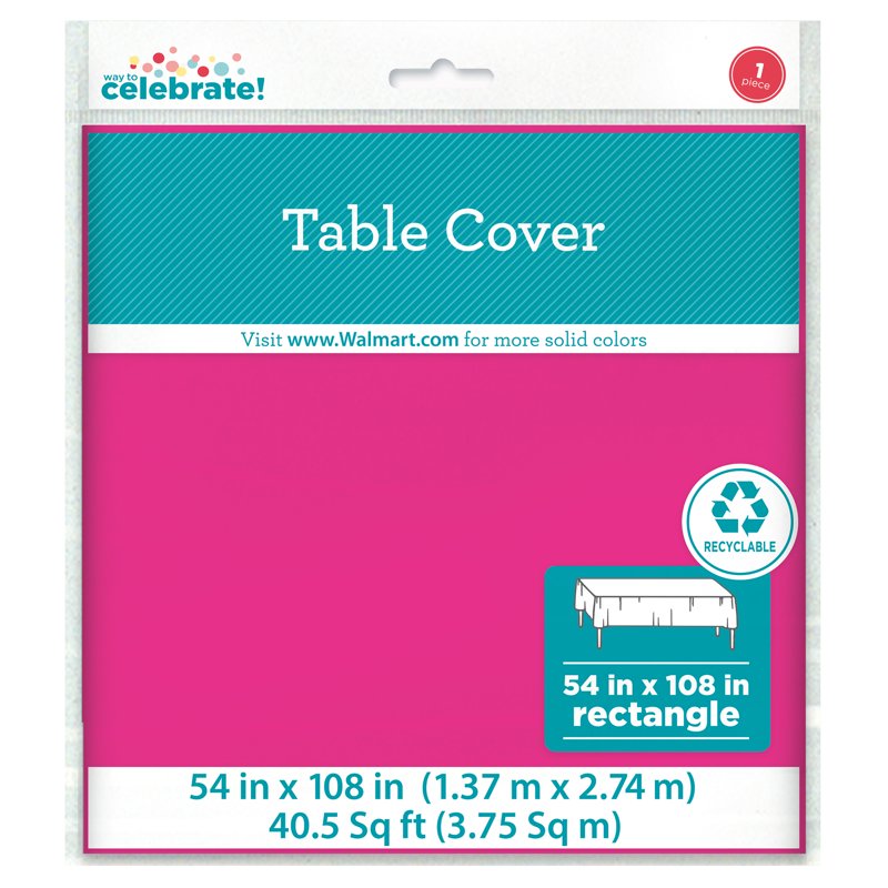 54" x 108" Pink Rectangular Plastic Table Cover - Single