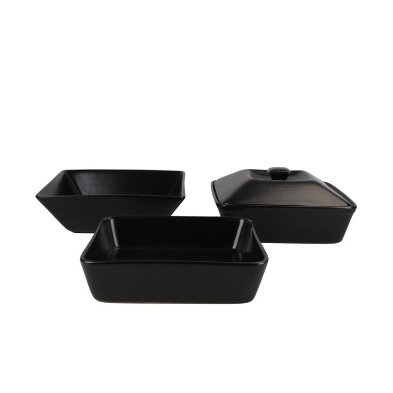 Nova Square 45 Piece Stoneware Dinnerware Set - Matte Black