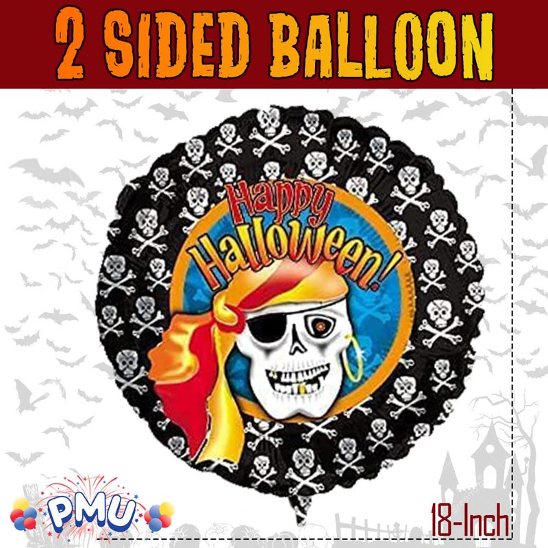 Halloween Pirate Mylar Balloon Pack - 18 Inch Foil Balloons, Variation of Pirate 5