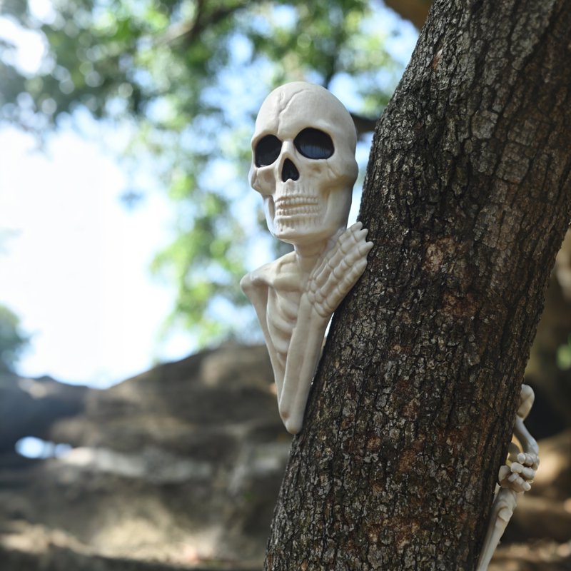 Halloween Skeleton Tree Peeker - 14-Inch Spooky Yard Garden Decor