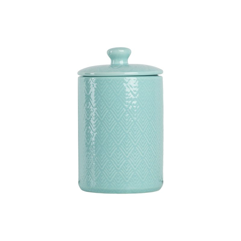 Ceramic Canister Set - 3 Pieces with Bamboo Lids - Blue - Marquis