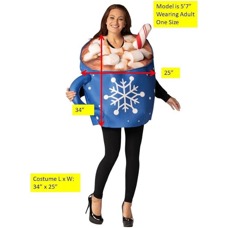 Hot Chocolate Costume for Adults - One Size, Men & Women, Blue
