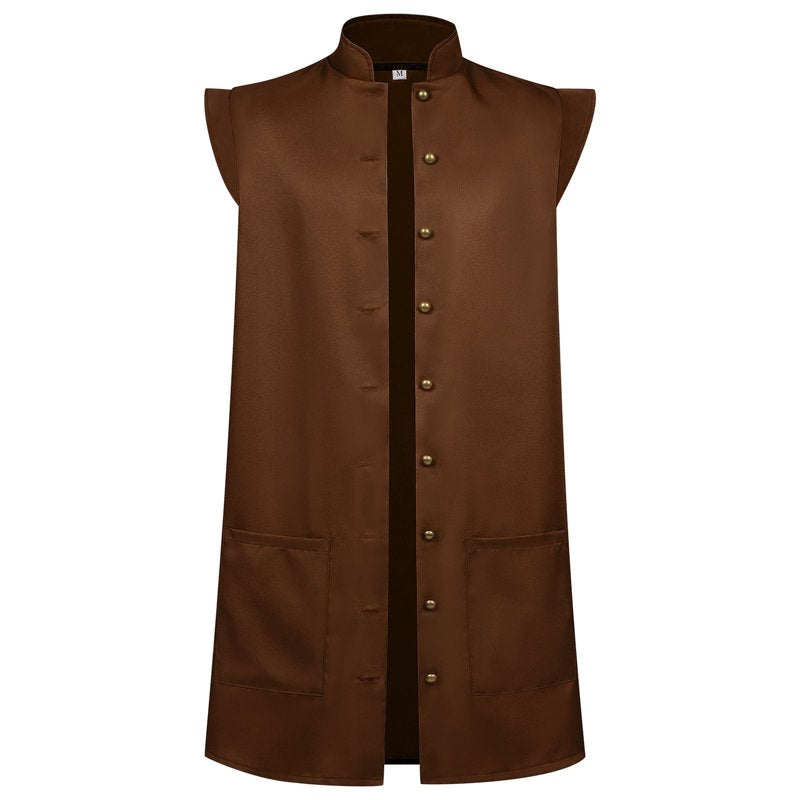Men's Sleeveless Pirate Jacket Costume Brown Size L Halloween Cosplay
