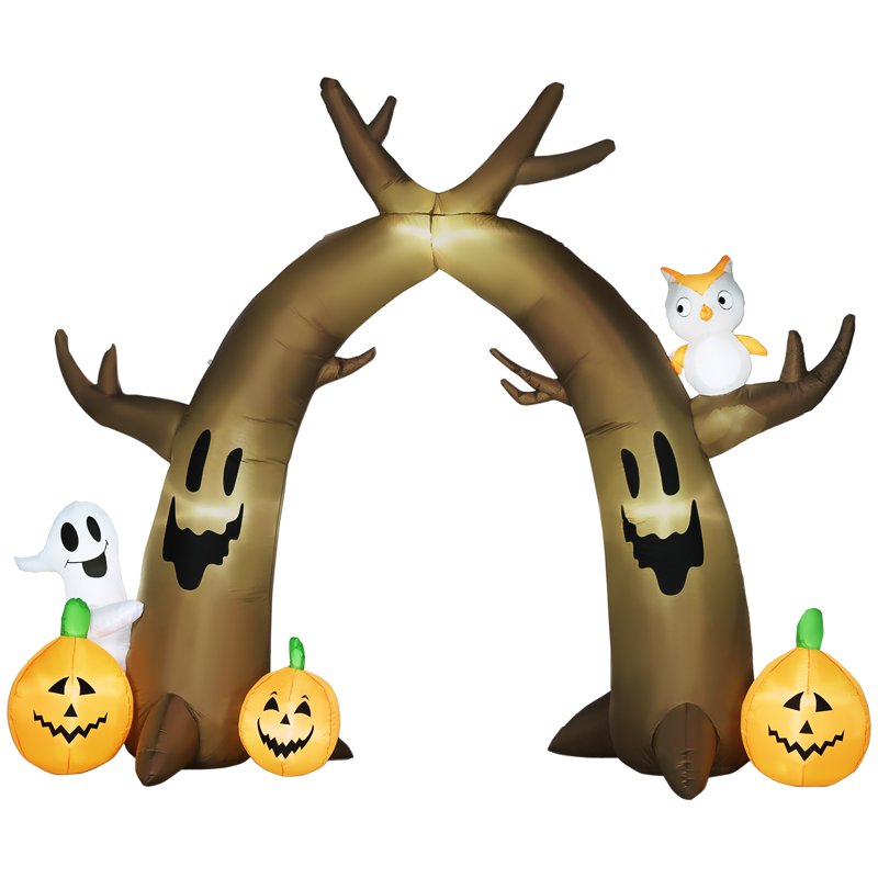 Halloween Inflatable Archway with Ghost, Pumpkin & LED Lights - 10FT, Variations Include Dead Tree & Spider