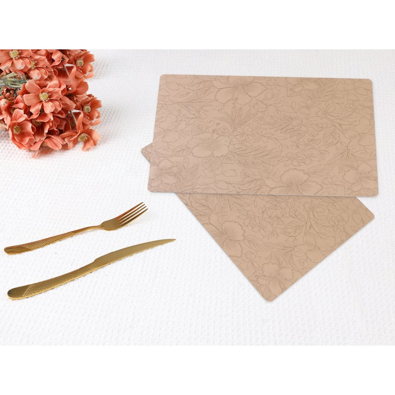 Faux Leather Placemats Set of 6 for Kitchen Dining - Apricot