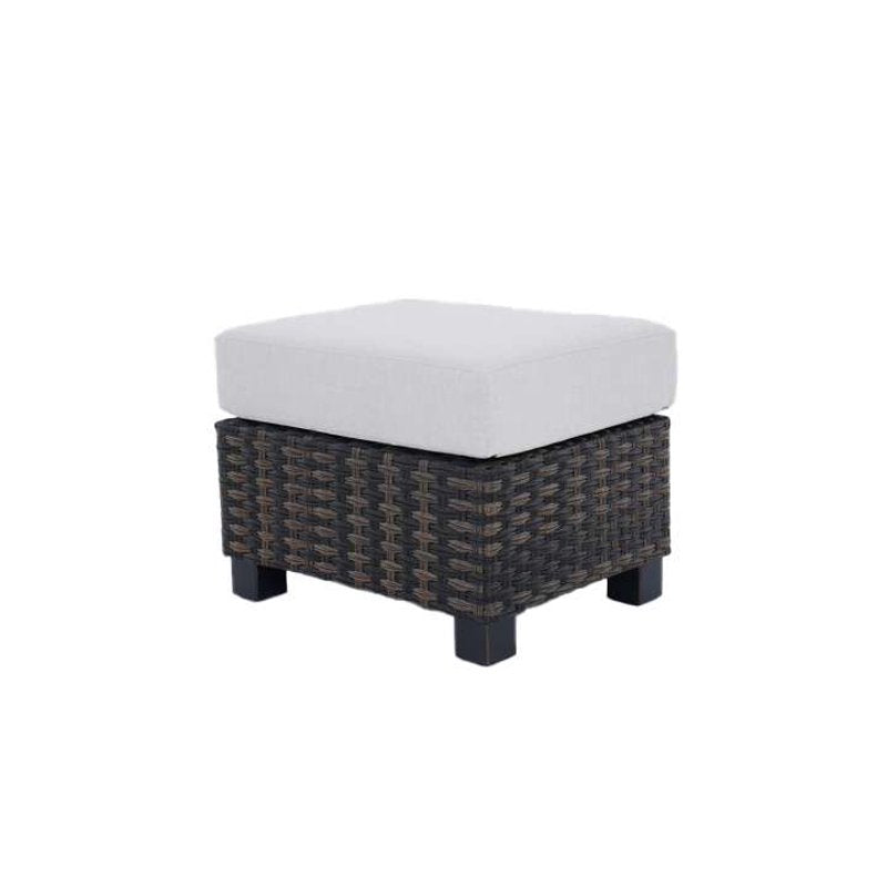 Outdoor Wicker Ottomans Set of 2 - All-Weather Brown