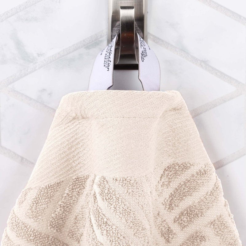 Ivory Jacquard Basketweave Egyptian Cotton 3 Piece Towel Set - Superior