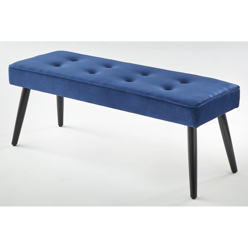 Ezra Velvet Tufted Bench - 48" L x 16.5" W x 18" H, Blue