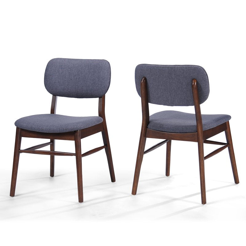 Mid-Century Charcoal Fabric and Oak Walnut Dining Set - Seats 4