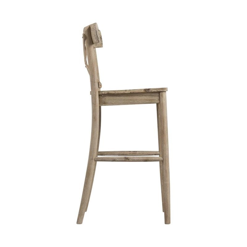 Natural Bar Stool with X-Back Design - Farmhouse Style
