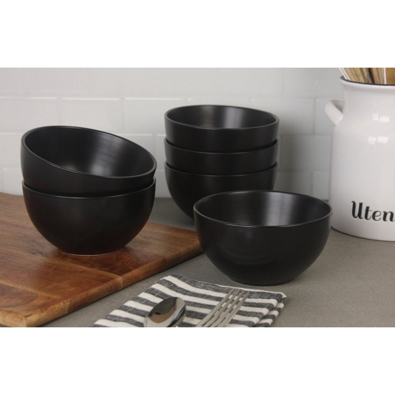Matte Cereal Bowl Set of 6 - 5.5"/20oz - Black