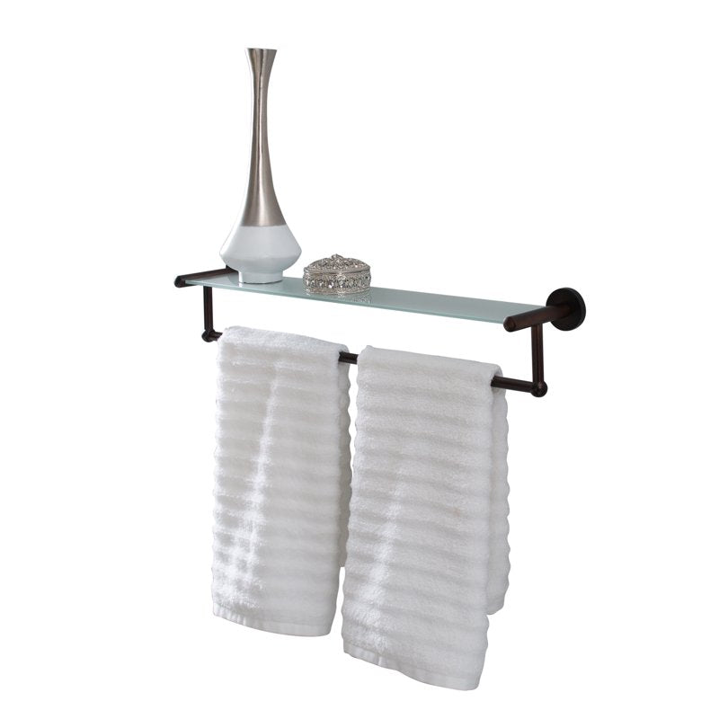 Glass Shelf and Towel Bar Set - Modern Bathroom Wall Mount Organizer