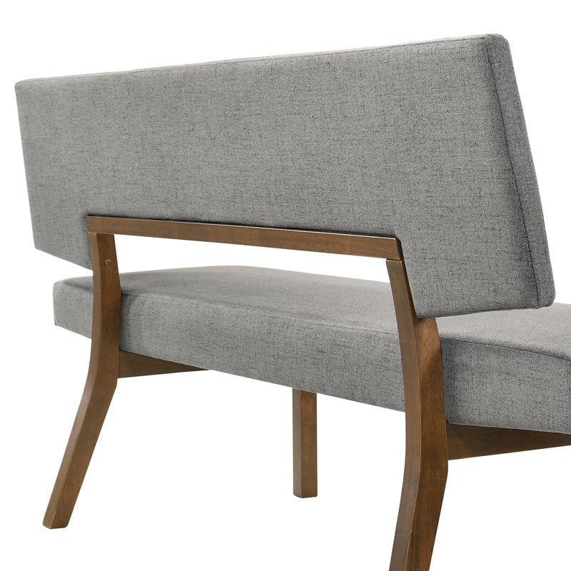 Channell Wood Dining Bench - Walnut Finish with Charcoal Fabric