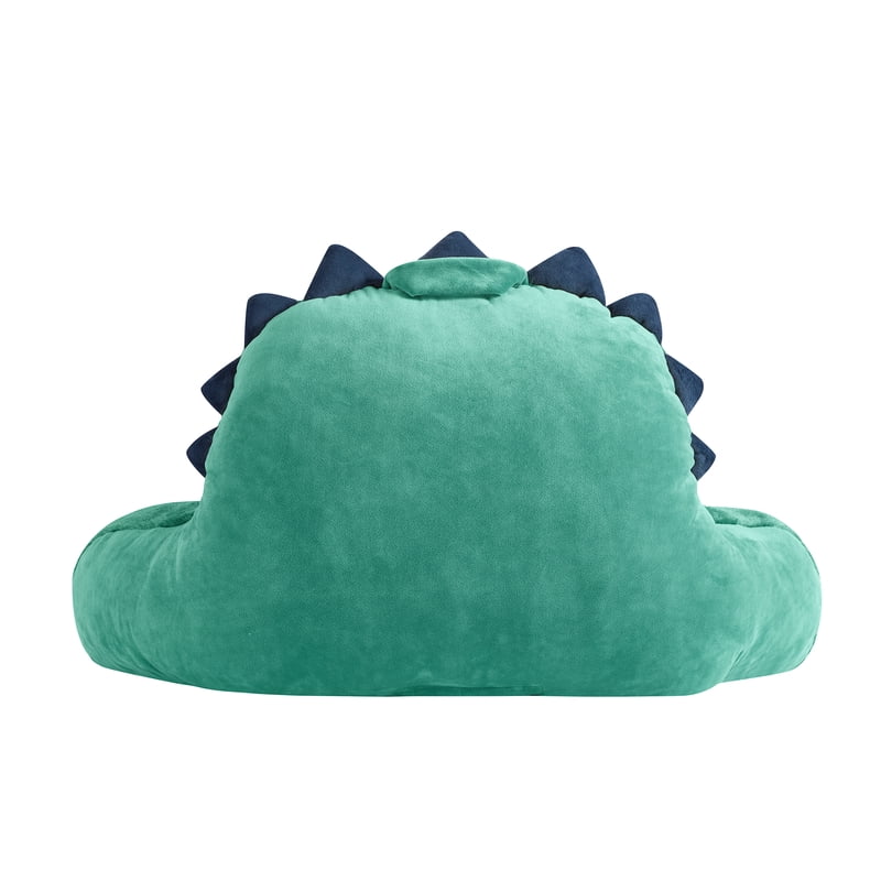 Kids Dinosaur Backrest Pillow - Teal Green Faux Fur Lounger with Armrests