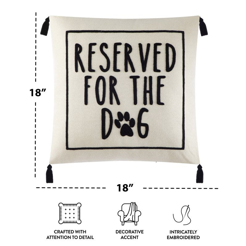 (4 Pack) Dog Lover Decor Throw Pillow - 18x18 Inch Square Cushion for Sofa & Bed - Indoor Use - Reserved for the Dog Design