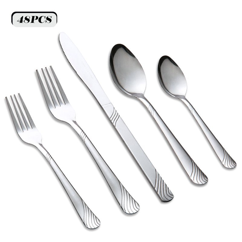 48-Piece Stainless Steel Flatware Set for 8 - Silver