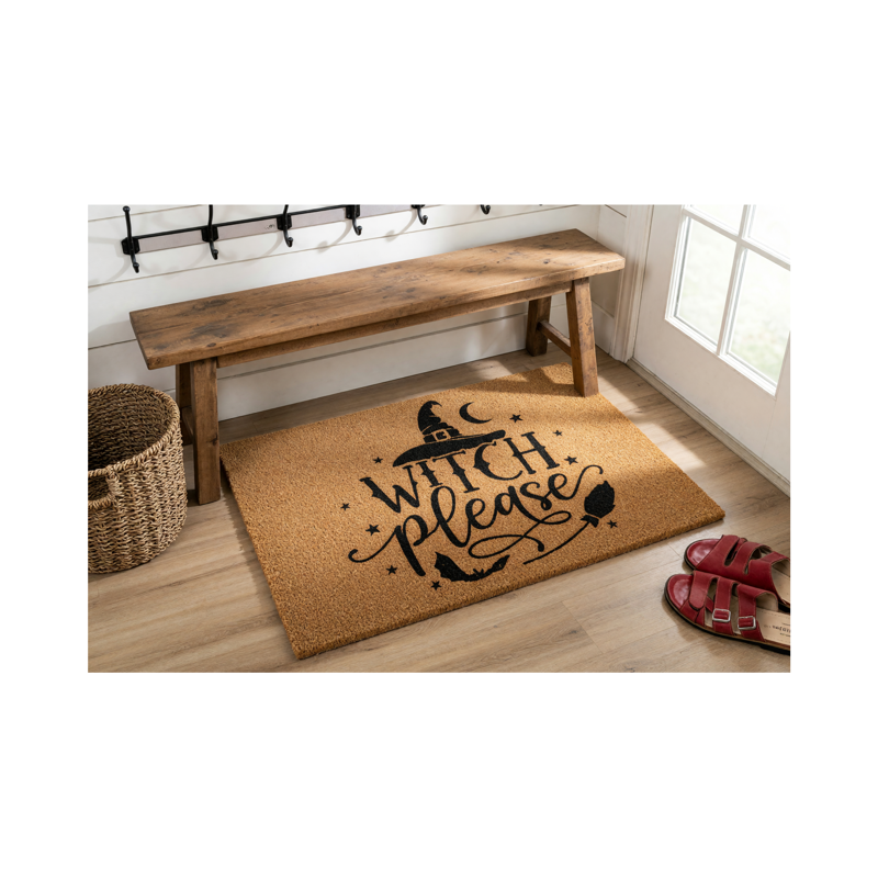 Halloween Welcome Doormat 36 x 60 - Funny Witch Please Door Mat for Fall Decor