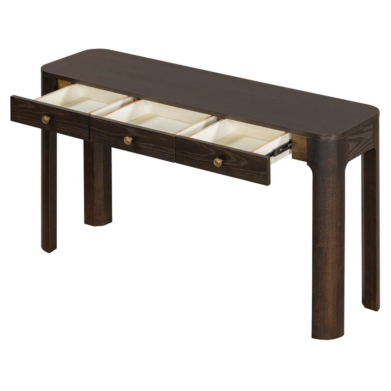 52 Inch Curved Console Table with 3 Drawers - Multiple Colors