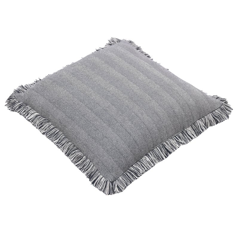 Gray Herringbone Decorative Pillow Set - 20x20 Inch, 2-Piece Cotton Cover