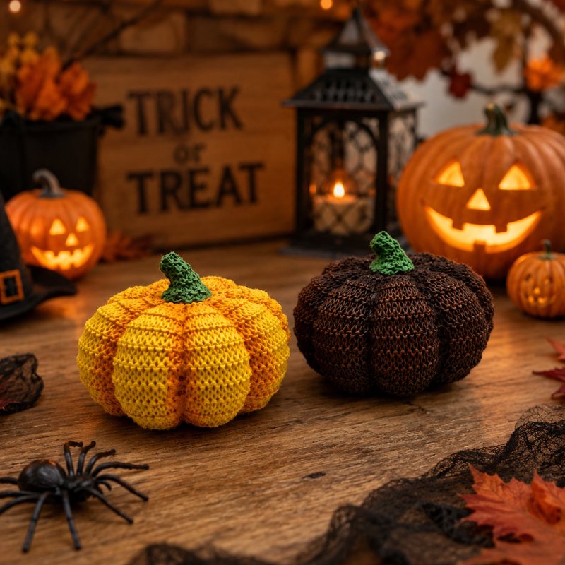 Halloween Pumpkin Decorations 2 Pack - Artificial Fall Ornaments 2.7x3.8 Inch K