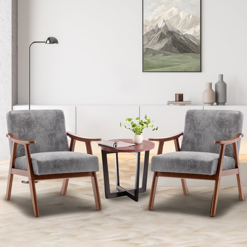 Mid-Century Modern Accent Chair with Solid Wood Legs - Multiple Colors