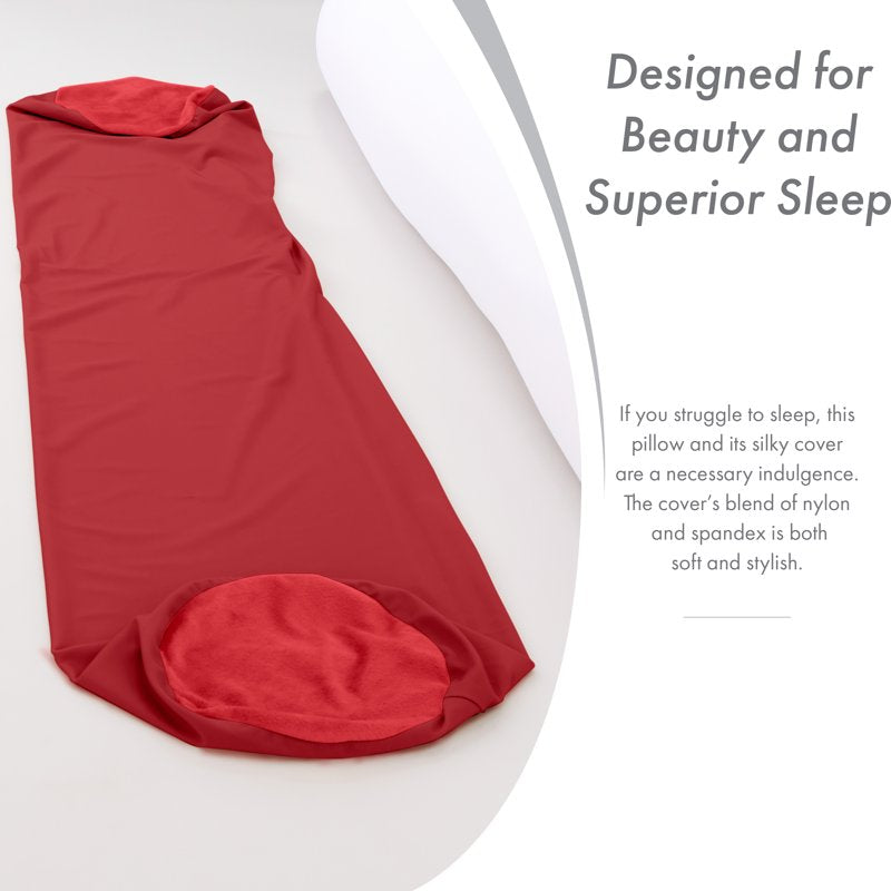 Maroon Body Pillow & Cover - Full Size Microbead Support Pillow for Side Sleepers & Maternity