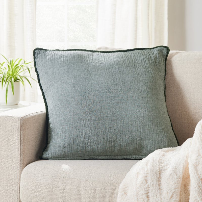 Oversized Seafoam Green Cotton Gauze Fringe Decorative Pillow - 22 x 22 Inches - Variation of Sea Turtle